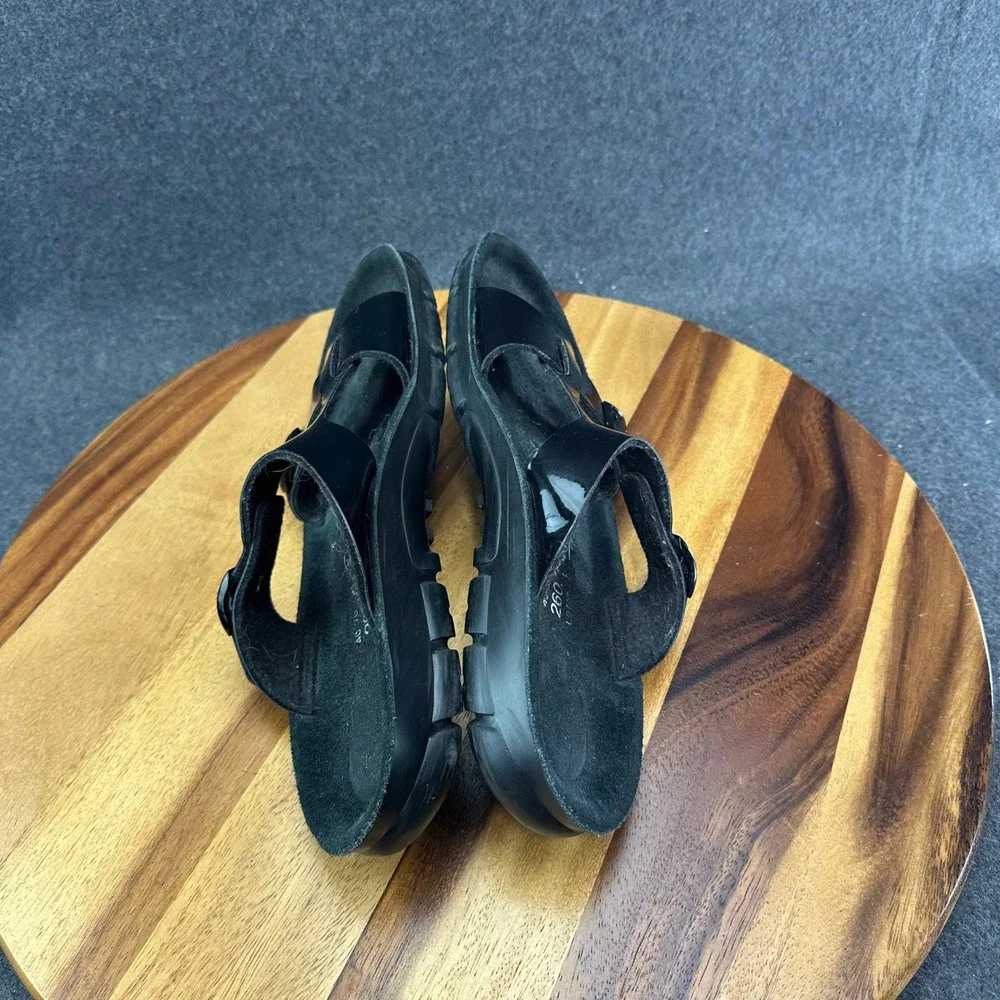 Alpro Birkenstock T Strap Sandals Slides Black Patent Leather Size 40 Women's 9